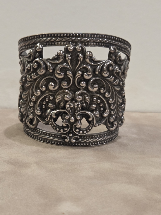 Napier Jewelry - Fabulous 1950's Napier Ornate Filigree Silver-plated Cuff Bracelet